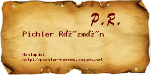 Pichler Rézmán névjegykártya